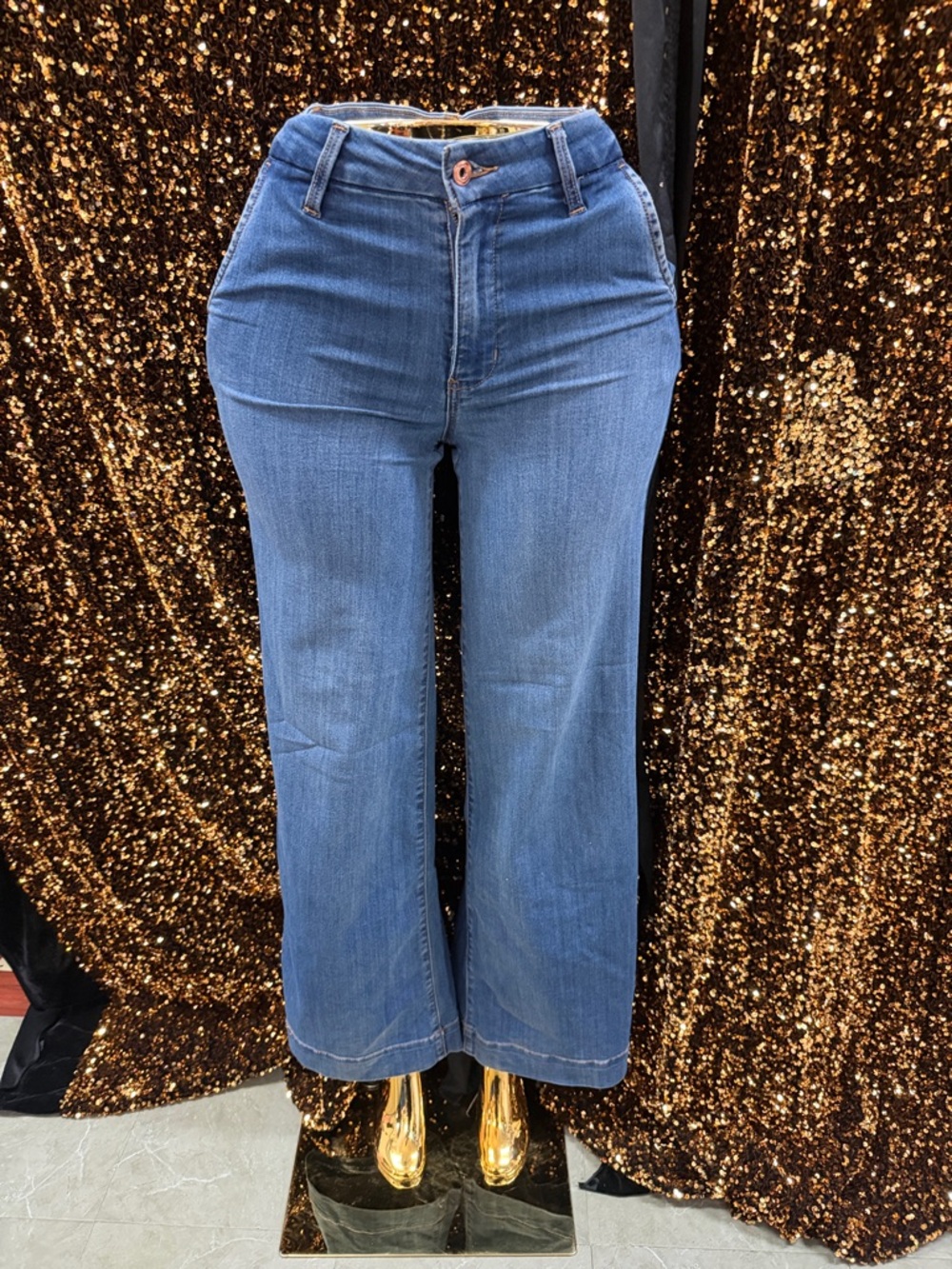 Celebrity Pink Mid-Rise Wide-Leg Jeans - Denim Blue